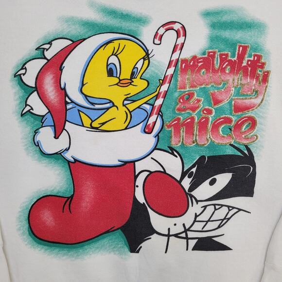 Vintage Looney-Tunes Christmas Sweatshirt Women 3XL 28x26 Tweety - Picture 12 of 15